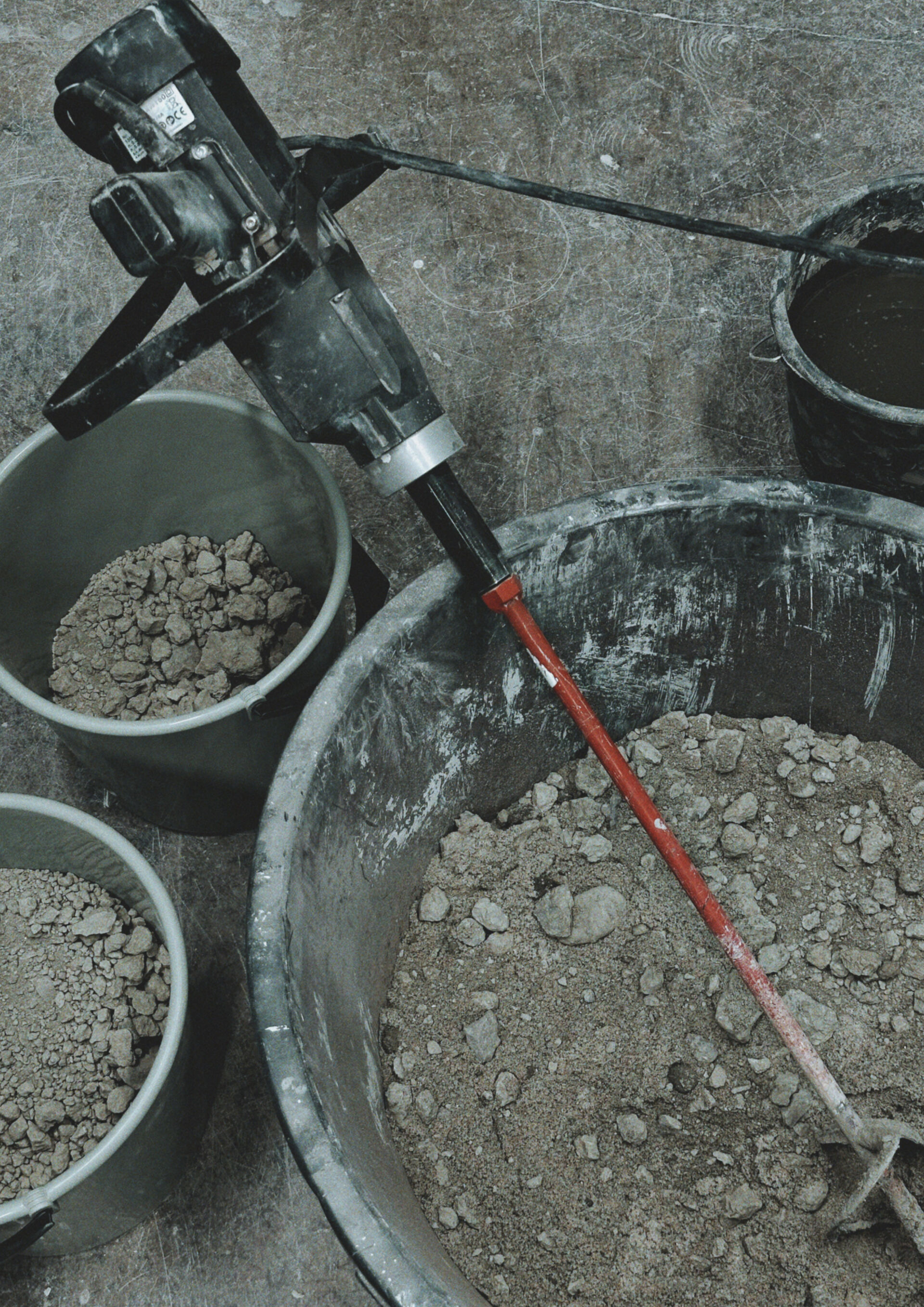 A mixture of soil, sand, and water is used to make adobe bricks